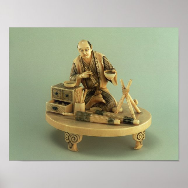 Poster Parasol Maker, Okinomo, Période Edo (Devant)