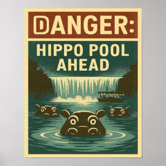 Poster Parc à thème de l'affiche d'hippopotame