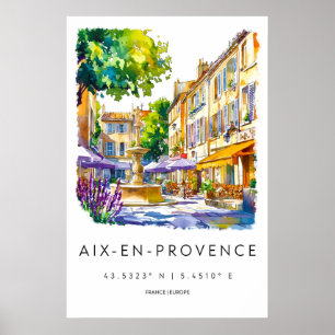 Poster Parc aquarelle Aix En Provence Voyage national