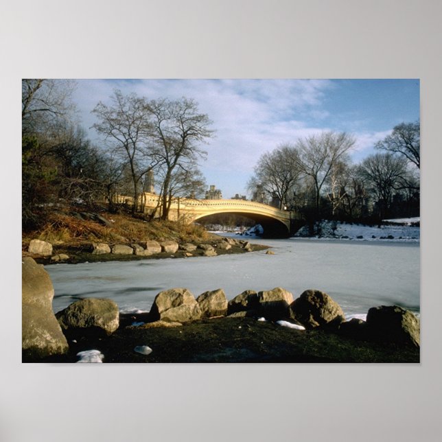 Poster Parc Central de Bow Bridge Winter NYC (Devant)