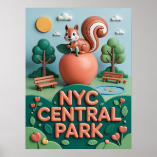 Poster Parc central de Nyc avec jeu d'écureuil