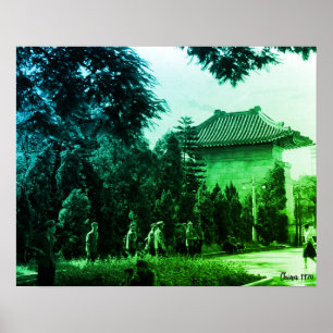 Poster Parc des martyrs de Canton Chine ancienne