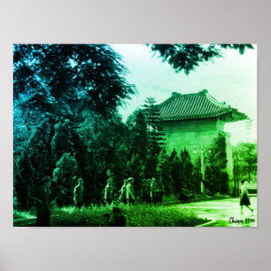 Poster Parc des martyrs de Canton Chine vintage
