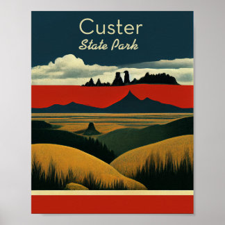 Poster Parc d'état de Custer Minimaliste