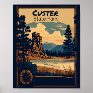 Poster Parc d'état de Custer Vintage