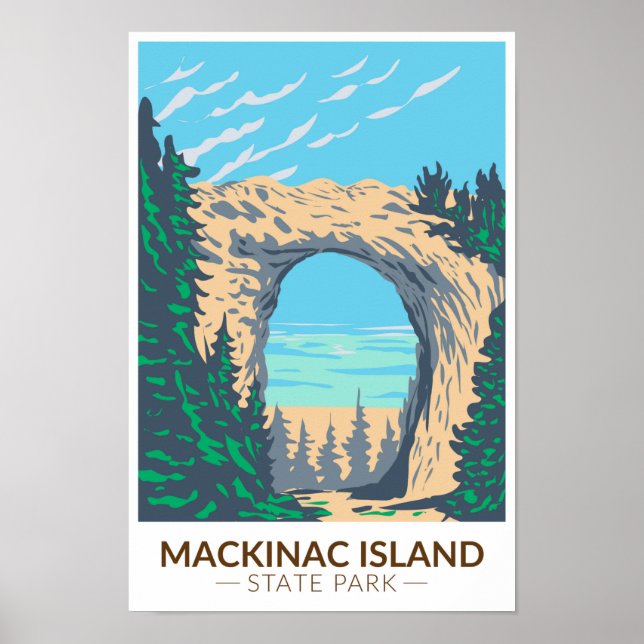 Poster Parc d'état de Mackinac Island Michigan Arch Rock (Devant)