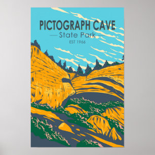 Poster Parc d'État de Pictograph Cave Montana Vintage
