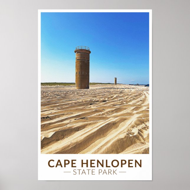 Poster Parc d'état du Cap Henlopen Aquarelle Delaware (Devant)