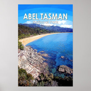 Poster Parc national Abel Tasman Nouvelle-Zélande Vintage