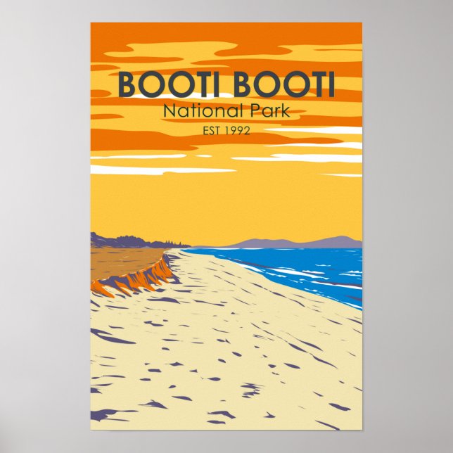 Poster Parc national Booti Booti Australie Vintage  (Devant)