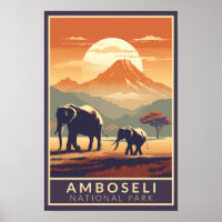 Parc national d'Amboseli Kenya Voyage Art Vintage