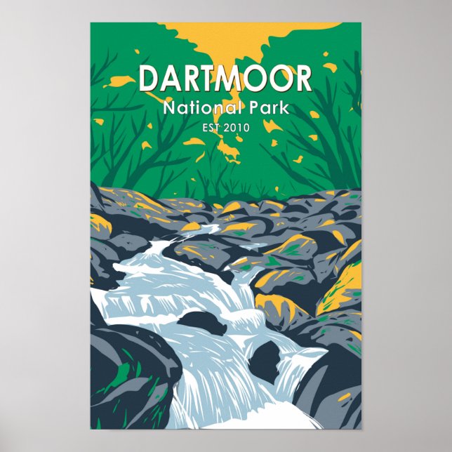 Poster Parc national Dartmoor Becky Falls Angleterre (Devant)