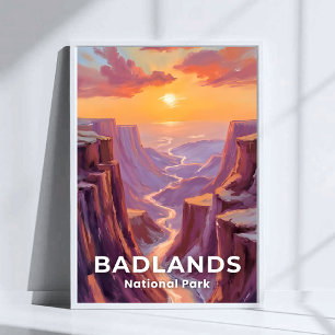 Poster Parc national de Badlands Dakota du Sud Peinture