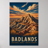 Parc national de Badlands South Dakota gravure sur