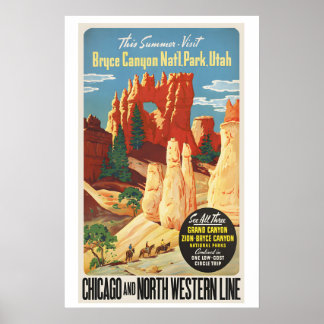 Poster Parc national de Bryce Canyon Utah Voyage Vintage