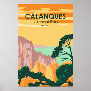 Poster Parc national de Calanques France Vintage