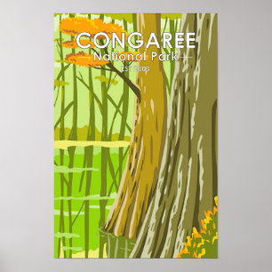 Poster Parc national de Congaree Caroline du Sud Art Vint