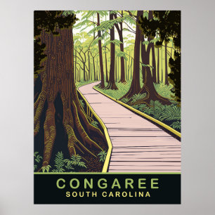 Poster Parc national de Congaree Caroline du Sud, Voyage