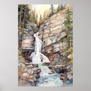 Poster Parc national de Glacier Aquarelle