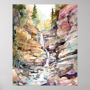 Poster Parc national de Glacier Aquarelle