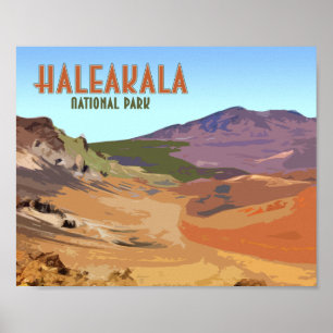 Poster Parc national de Haleakala Maui Hawaii Vintage