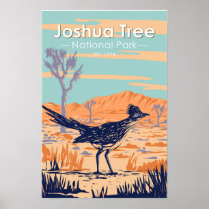 Poster Parc national de Joshua Tree Roadrunner Vintage