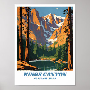 Poster Parc national de Kings Canyon illustration retro V