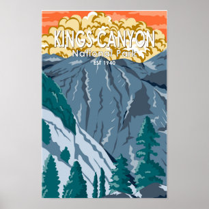 Poster Parc national de Kings Canyon Sunset Vintage