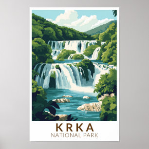 Poster Parc national de Krka Croatie Illustration Art de 