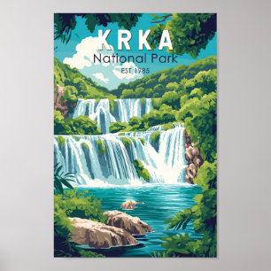 Poster Parc national de Krka Croatie Travel Art Vintage