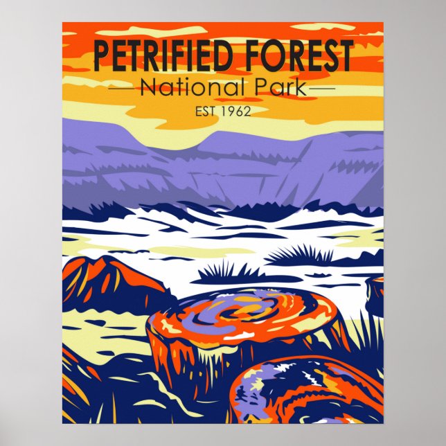 Poster Parc National de la Forêt Petrifiée Arizona Vintag (Devant)