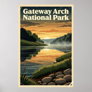 Poster Parc national de la Gateway Arch Rétro