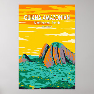 Poster Parc national de la Guyane Amazonienne Vintage