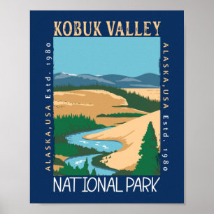 Poster Parc national de la vallée de Kobuk Alaska Rétro p