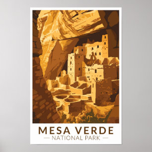 Poster Parc national de Mesa Verde Cliff Palace Art de vo
