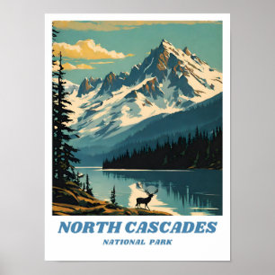 Poster Parc national de North Cascades illustration retro