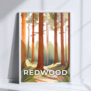 Poster Parc national de Redwood Art de voyage à l'aquar