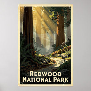 Poster Parc national de Redwood Rétro
