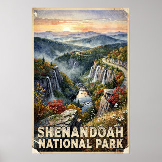 Poster Parc national de Shenandoah Voyage Rétro