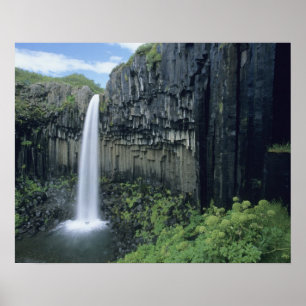 Poster Parc national de Skaftafell, cascade de Svartifoss
