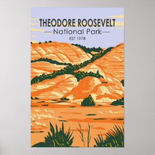 Poster Parc national de Theodore Roosevelt Vintage