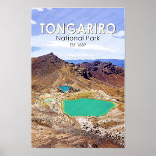 Poster Parc national de Tongariro Nouvelle-Zélande Vintag