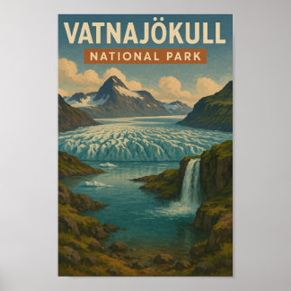 Poster Parc national de Vatnajokull Islande Voyage Vintag