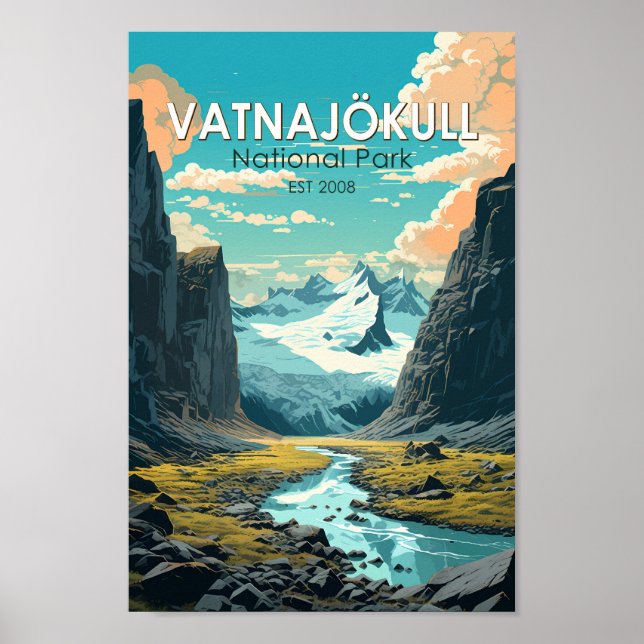 Poster Parc national de Vatnajokull Islande Voyager Vinta (Devant)