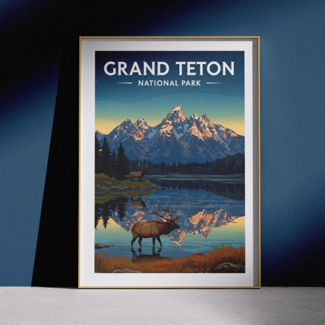 Poster Parc national de vintage Grand Teton (Créateur téléchargé)