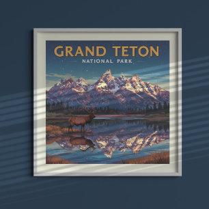 Poster Parc national de vintage Grand Teton