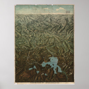 Poster Parc national de Yellowstone 1895 Carte panoramiqu