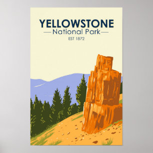 Poster Parc national de Yellowstone Arbre pétrifié Vintag