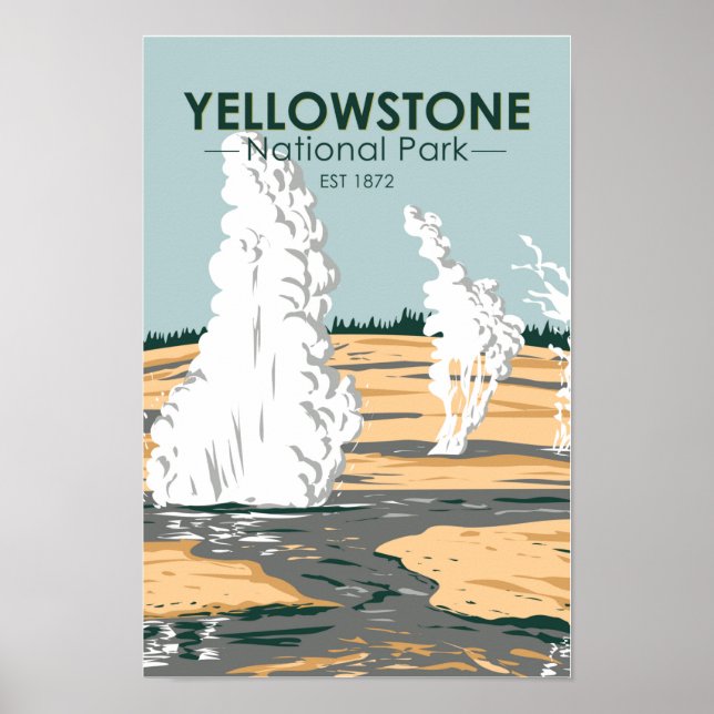 Poster Parc national de Yellowstone Bassin de Norris Geys (Devant)
