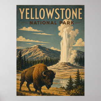 Poster Parc national de Yellowstone Bison de style WPA vi